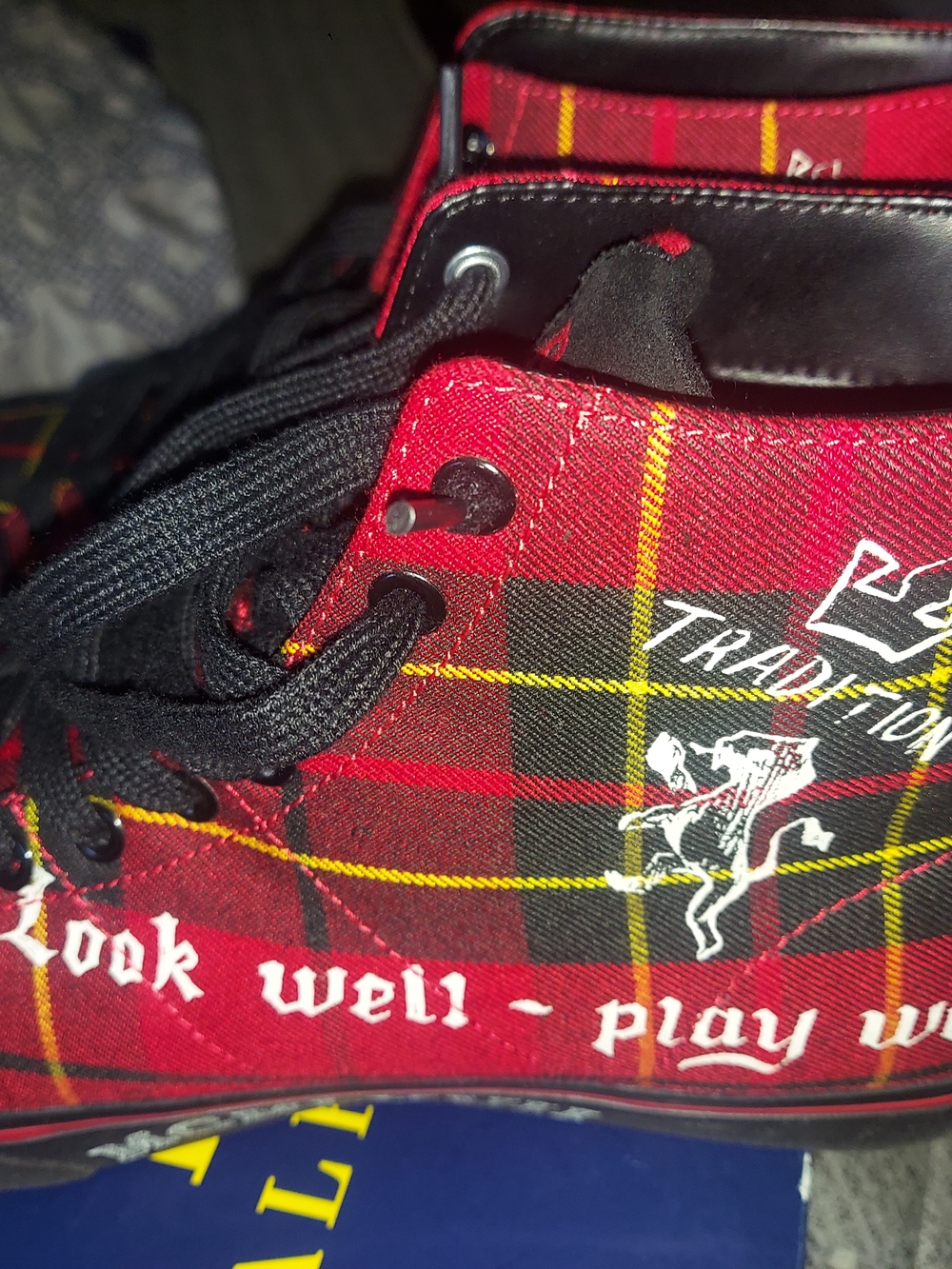 Polo by Ralph Lauren Red Black Plaid Sneakers